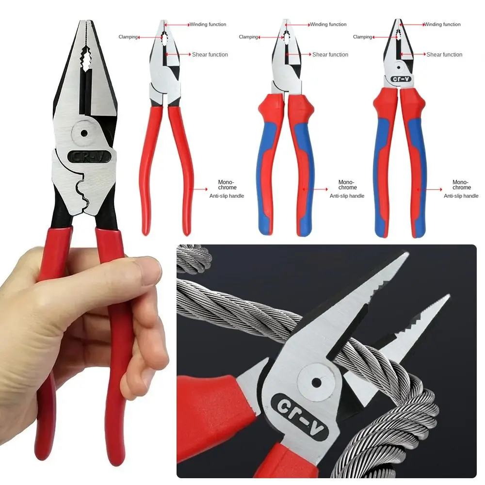 1Pcs Steel Wire Wire Pliers Multi-Functional with Nonslip Handle Electrician Tool Labor-Saving 7/8/9 inch Flat Mouth Pliers