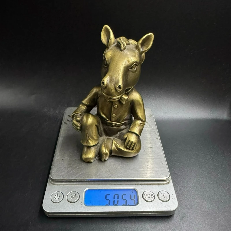 Retro Brass Cartoon Zodiac Horse Desktop Ornaments Creative Personalized Metal Sculptures Home Living Room Decoration Crafts