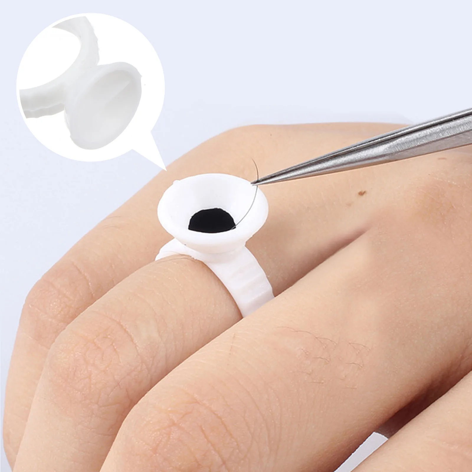 100 個使い捨てプラスチック接着剤リング白エクステンションホルダーまつげプライマーリムーバーアクセサリープラスチック接着剤リング