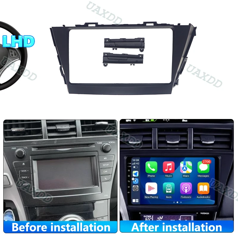 9INCH Car Frame Fascia Adapter For Toyota Prius Plus V Alpha 2013-2018 Android Radio Dask Kit Fascia 2 Din cable video harness