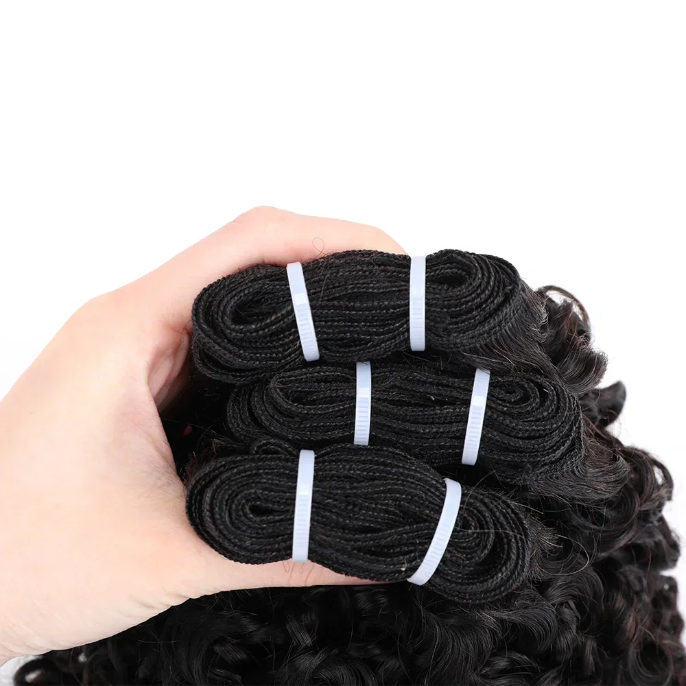 Mechones rizados pequeños de Malasia, cabello humano rizado sin procesar, rizos Pixie, tejido solo, extensiones de cabello virgen, 12A