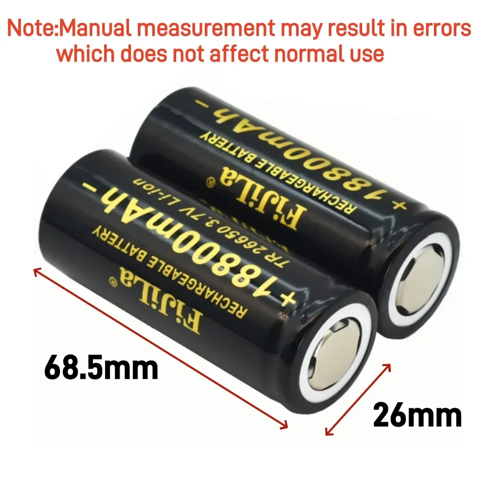 100% Original 26650 battery 18800mAh 3.7V 50A lithium ion rechargeable battery for 26650 LED flashlight+ charger