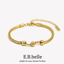 E.B.belle Stainless Steel Jewelry Beads Thick Snake Chain Bracelets Bangles Choker Necklaces For Women Waterproof Jewelry