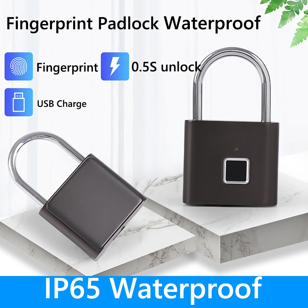 Smart Home Fingerprint Lock Fingerprint Padlock Door Lock Waterproof Keyless USB Rechargeable House Locker