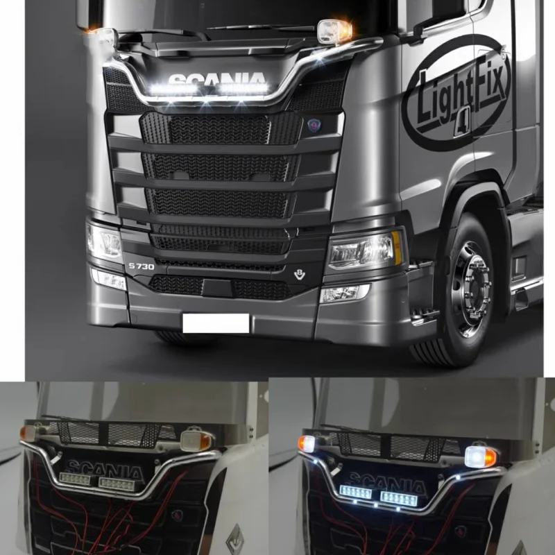 

Middle Spotlight CNC Front Mesh LED Light Lamp for Tamiya 1/14 RC Truck Scania 770s Actros Volvo Tractor RC Trailer LESU Tamiya