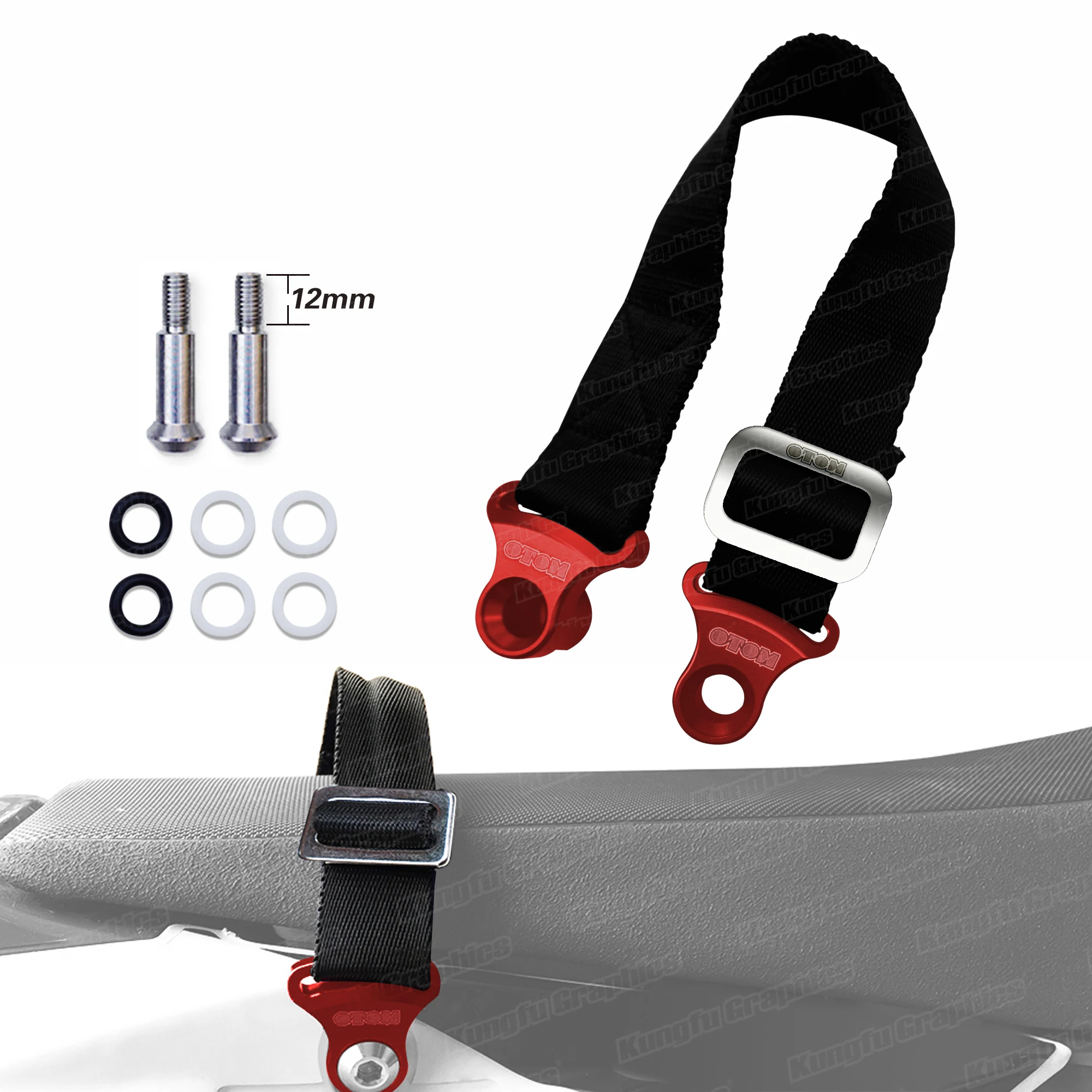 

JY Racing Dirt Bike Rear Seat Strap Pulling Belt Rescue Sling for CRF CRFX RMZ DRZ400 KX KXF, Red Black