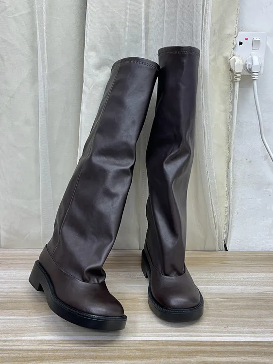 

Faionable Western Sle, женские ботинки с круглым носком, однотонные, на высоком каблуке, на водонепроницаемой платформе, весна-осень-зима oes