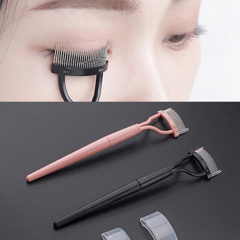 Foldable Mascara Curly Comb Straight Handle Eyelashes Eyebrow Combability Tool Portable Steel Needle Eye Makeup Beauty Tool