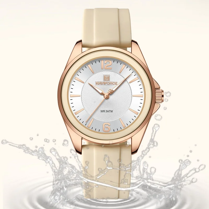 NAVIFORCE موضة بسيطة للسيدات ساعات عادية السيدات ساعة امرأة كوارتز ساعة سيليكون حزام مضيئة مؤشر 3ATM مقاوم للماء #3