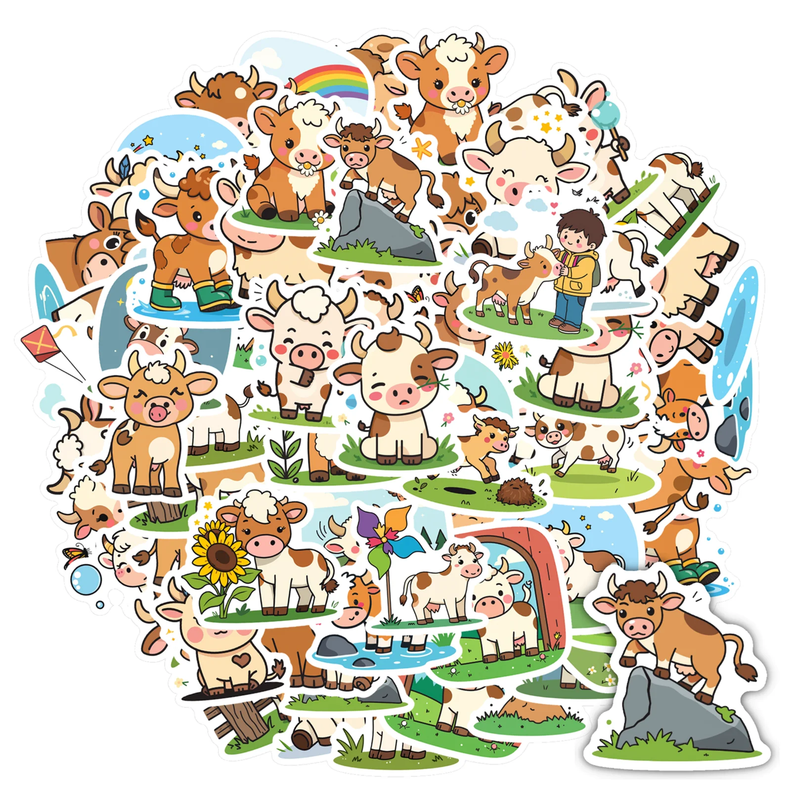 35 قطعة-100 قطعة ملصقات الحيوانات غريب الأطوار البقرة الرعوية القرطاسية ملصقات المعلم مكافأة ملصقات للجيتار المحمول خوذة الكمبيوتر المحمول