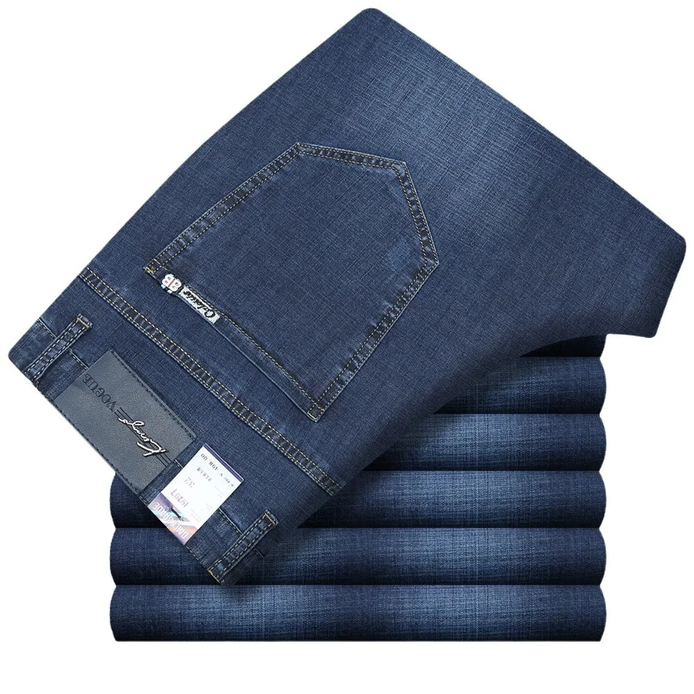 Sommer dünne Jeans für Männer gerade lose Stretch Freizeit hose Männer blau schwarz grau Hose Herren Jeans Kleidung Größe 40 42