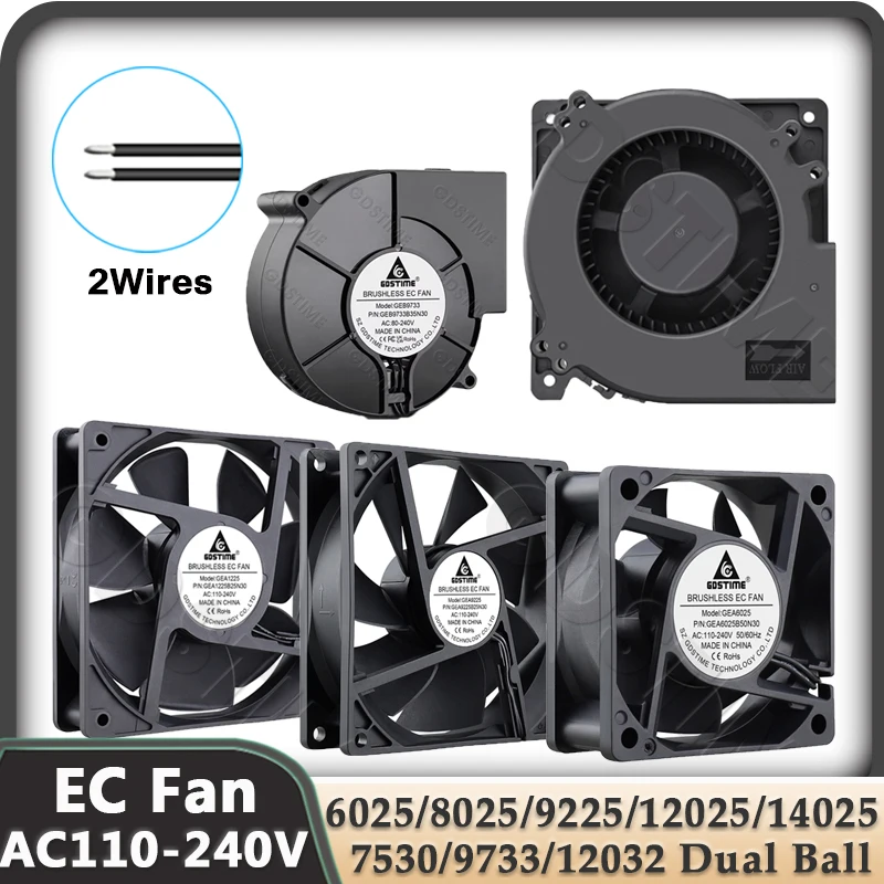 

Gdstime EC Fan 230V 80MM 120MM Вентилятор охлаждения 220V Dual Ball Cpu Cooler AC 110V 240V 60 90MM Маленький вентилятор 12038 Вентилятор 220V Вентилятор для ПК