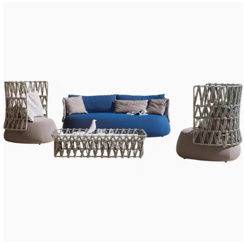 

Outdoor creative rattan sofa model room hotel outdoor open-air waterproof and sunscreen balcony leisure rattan chair