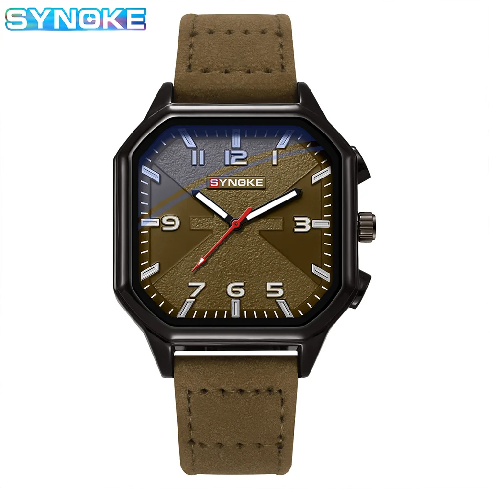 SYNOKE Belt Retro Watch Men Quartz Watch New Style Fashion Sport Business For Men Watch Student Wristwatch Sports Non Mechanical