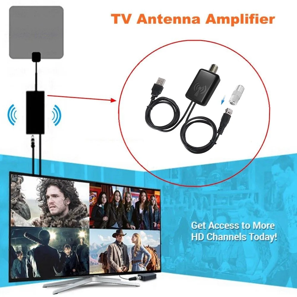 Free Shipping New Digital TV Signal Amplifier Booster Bigh Definition Channel 25dB Low Noise HDTV Ground Wave Height Gain Receiv