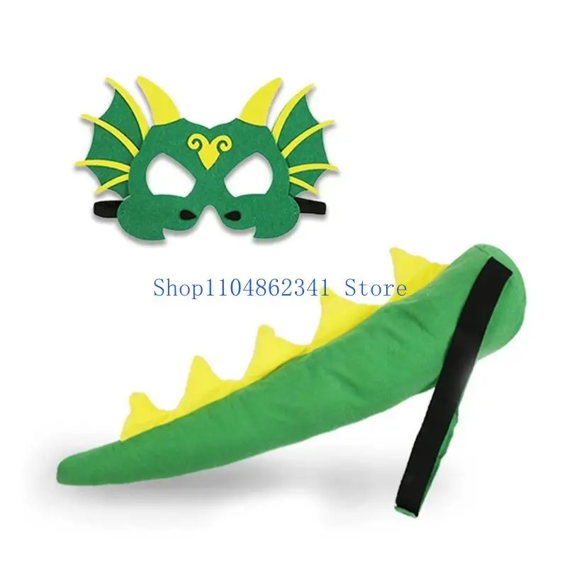 5asd التنين الذيل ديناصور أقنعة للأطفال بنين بنات التنين اللباس زي الدعائم حفلة تنكرية دور الهالوين للعب حزب فا