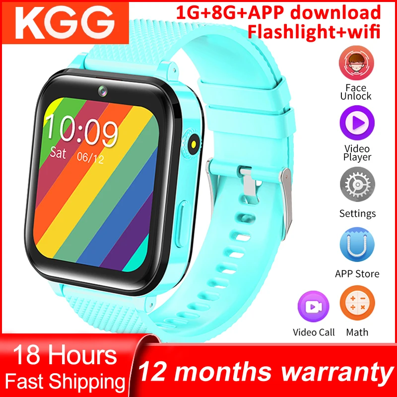 4G Kids Smart Watch GPS APP Download Face Unlock Video Call 1G RAM+8G ROM 1.7inch Screen Baby Child Flashlight Phone Clock