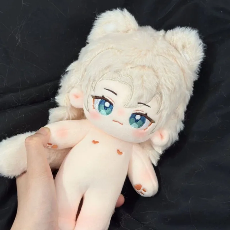 

20CM Anime Genshin Impact Albedo Plush Dress Up Cotton Doll Cosplay Clothes with Skeleton Plushie Ears Xmas Gifts Toys for Kids