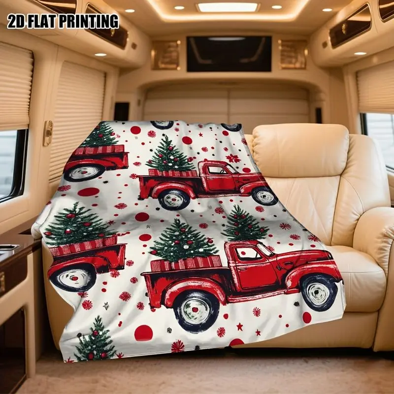 VIKAMA Christmas Throw Blanket Pickup Truck Christmas Tree Snowflake Soft Flannel Fleece Couch Blanket Holiday Home Decor