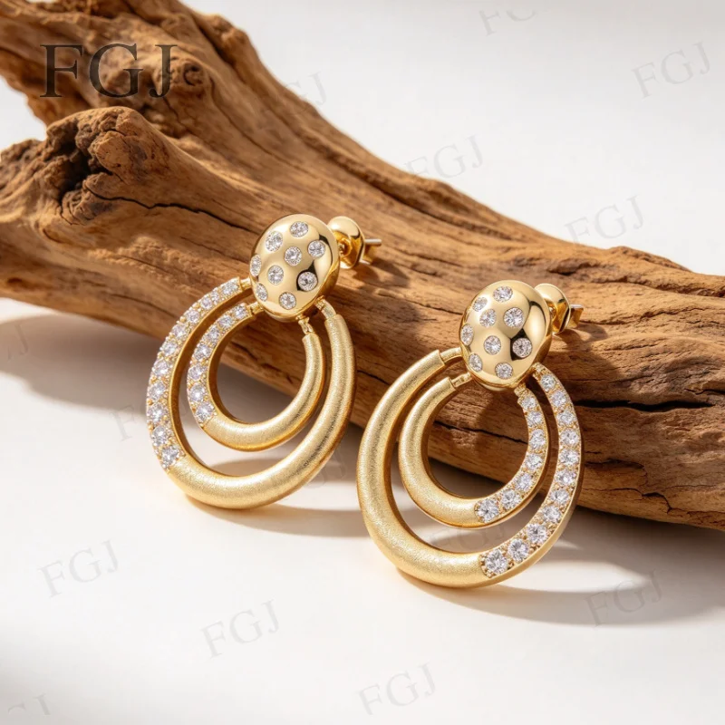 Damen Moissanit Tropfenohrringe 925 Sterling Silber Doppelreihige Creolen Zarte Feine Schmuckstücke Geschenk zum Geburtstag für Sie – Detail 8
