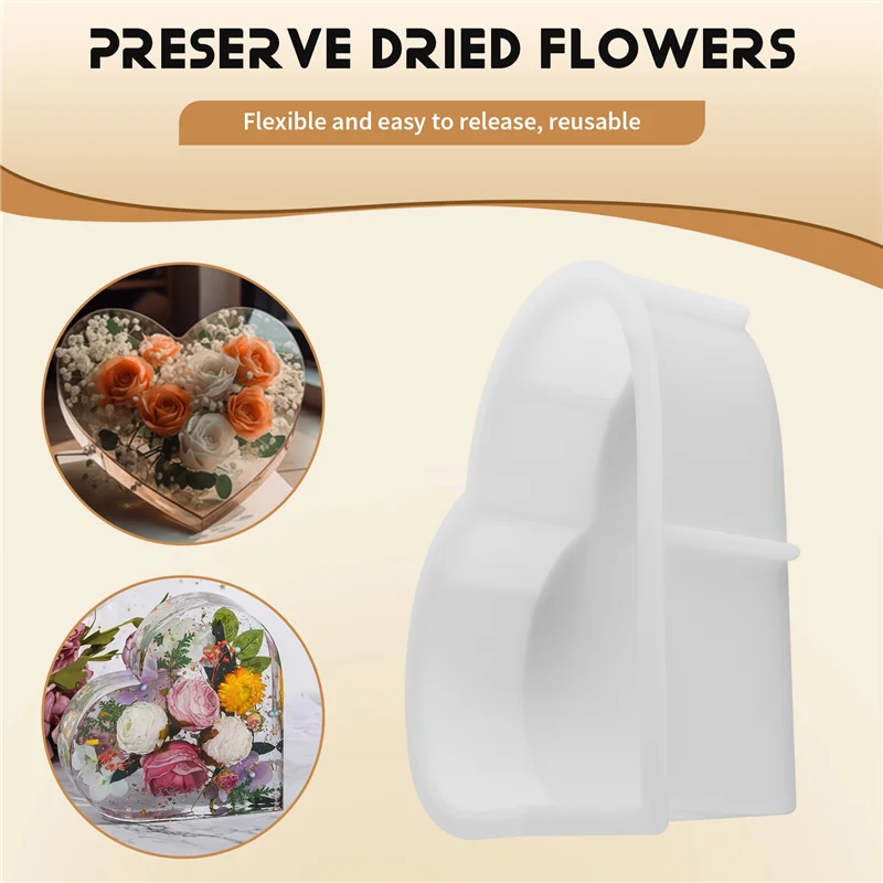 AC23-قوالب سيليكون كبيرة للراتنج، قالب راتينج القلب، قوالب راتنجات الايبوكسي للحفاظ على الزهور، صب فني من الراتنج