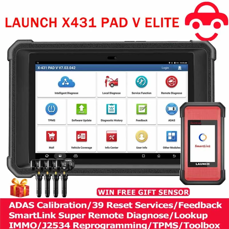 

Original LAUNCH X431 PAD V ELITE Auto Diagnostic Tool ECU Coding Online/J2534 Programming Car OBD2 Scanner ADAS Smartlink C