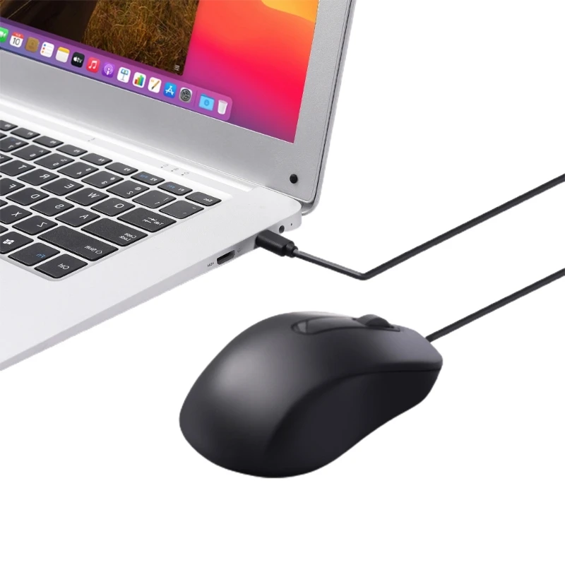 Мышь типа C Эргономичные мыши USB C для игр 3 кнопки 1000 точек на дюйм, совместимость 2025