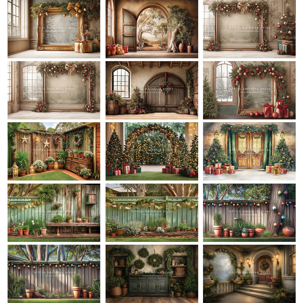 

Xmas Trees House Inside Windows Backdrops Kids Adult Photography Child Baby Photocall Decors Christmas Bowknots Backgrounds