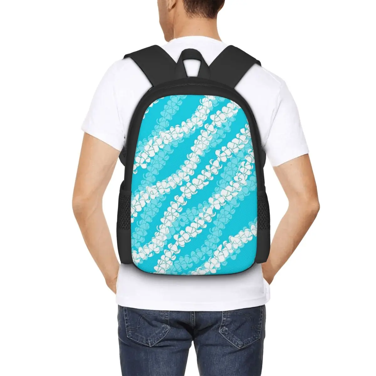 Puakenikeni Single Leis On Turquoise Backpack Hot Sale Daypack Large Capacity BookBag School Bag Shoulder Bags for Men Women