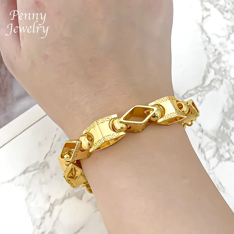 

24inch Long Trendy Necklace Hip Hop Dubai 18K Gold Plated Jewelry Set Bracelet Man Fashion Y2K Engagement Jewellery Best Gifts