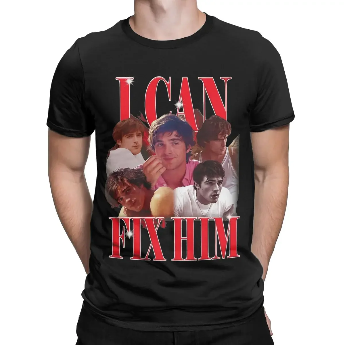 Jacob Elordi I Can Fix Him T-Shirt for Men Awesome 100% Cotton Tees Round Collar Short Sleeve T Shirt New Arrival Clothing