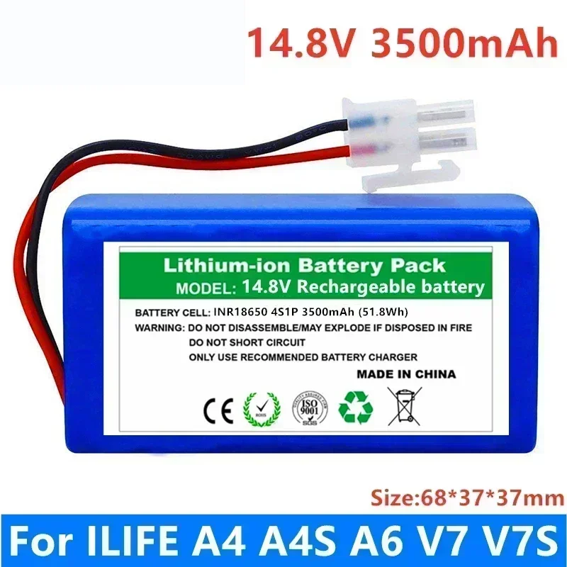 

NEW2025 100%New Original 14.8V 9800mAh li ion Rechargeable Battery For ILIFE A4 A4s V7s A6 V7s plus Robot Vacuum Cleaner iLife b