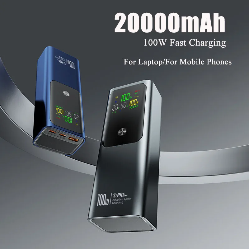 

20000mAh PD100W Power Bank Large Capacity External Battery Fast Charging Portable Charger Powerbank for iPhone 16 Xiaomi Laptop