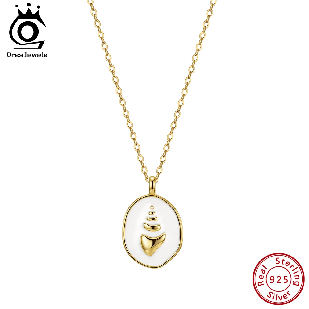 

Ожерелье ORSA JEWELS с овальной цепочкой из стерлингового серебра 925 пробы, винтажное ожерелье с нерегулярным овальным кулоном для женщин, изысканные ювелирные изделия SAPN60