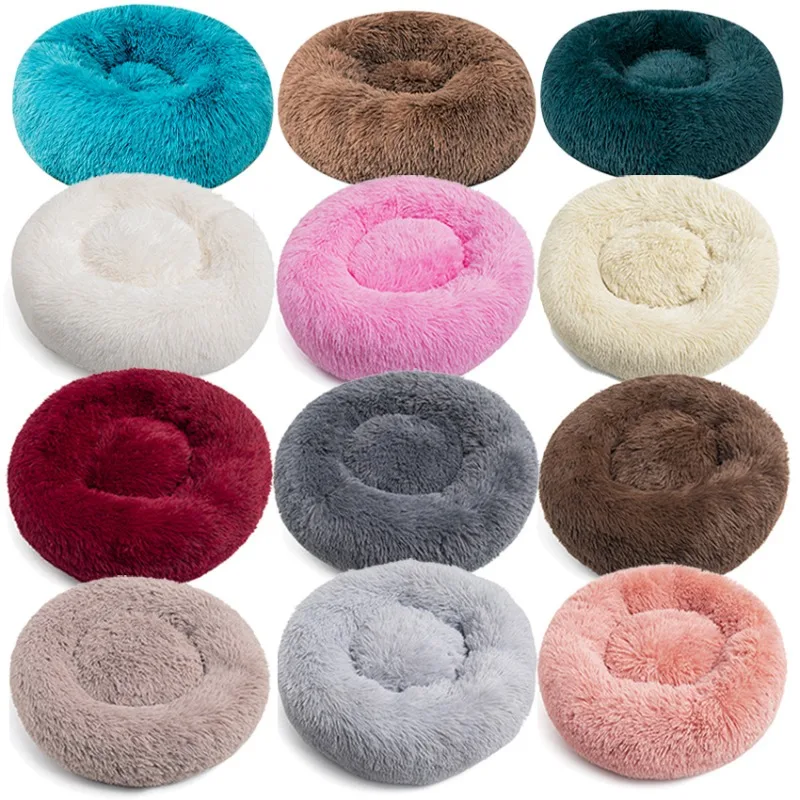 Cat Kennel Dog Kennel Winter Thickened Warm Mat Round Pet Plush Nest Mat Small Dog Deep Sleep Beds Puppy Bed Mats Supplies