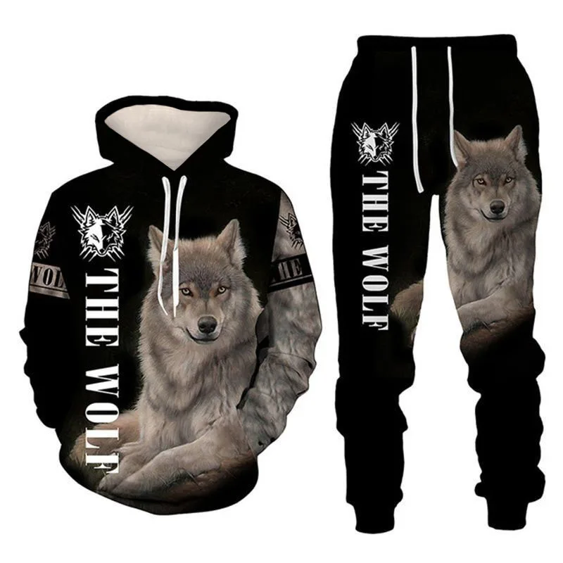 

2024 Latest Autumn Animal Lion Pattern Sweater Pullover Set 3D Printed Men's Adult Street Trend Fashion Outdoor Sports Hoodie