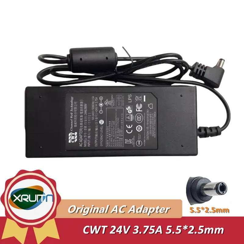 Genuine CWT 2AAL090M 24V 3.75A 90W 5.5*2.5mm AC Adapter Charger Power Supply Original