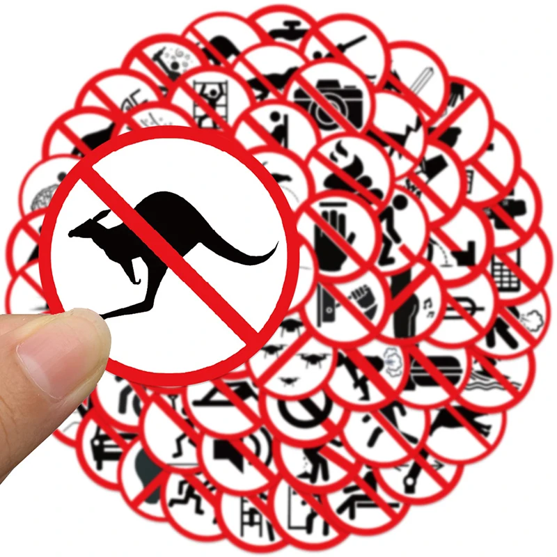 62Pcs Funny Warning Stickers Danger Banning Sign DIY Decal Car Scooter Motorcycle Suitcase Violation Sticker Classic Toy