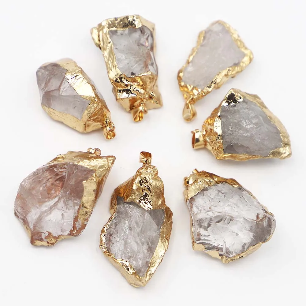 

Selling Natural White Crystal Stone Irregular Necklace Pendants Plating Phnom Penh Reiki Charms Jewelry Making Accessories 6Pcs