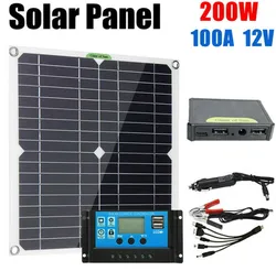 200 wat Panel słoneczny zestaw przenośny dual-usb z LCD kontroler słoneczny 12V składana ładowarka z kontrolerem Caravan Boat