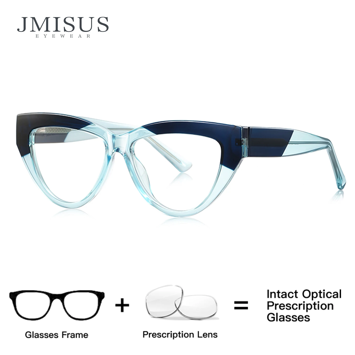 

JMISUS Fashion Thick Square Frame Optical Glasses for Women Cateye Photochromic Polarized Prescription Sunglasses