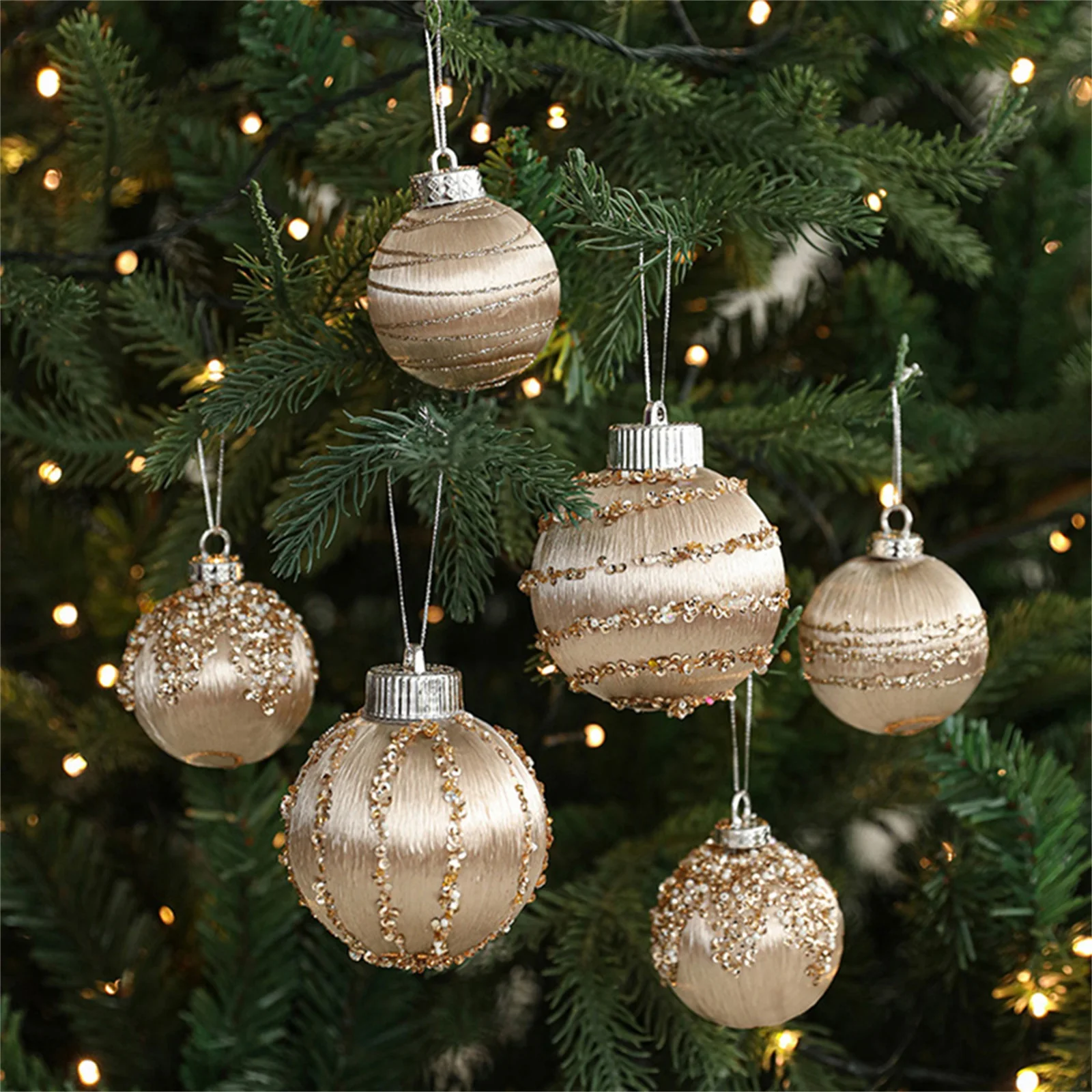 2025 New Years Sequins Christmas Hanging Decorations for Xmas Tree Home Holiday 6cm Christmas Ball Ornaments Set of 9