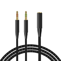 Braided Replacement PC Splitter Cable Extension Cord For Kingston HyperX Cloud Stinger Mix Alpha Revolver Wired Gaming Headsets