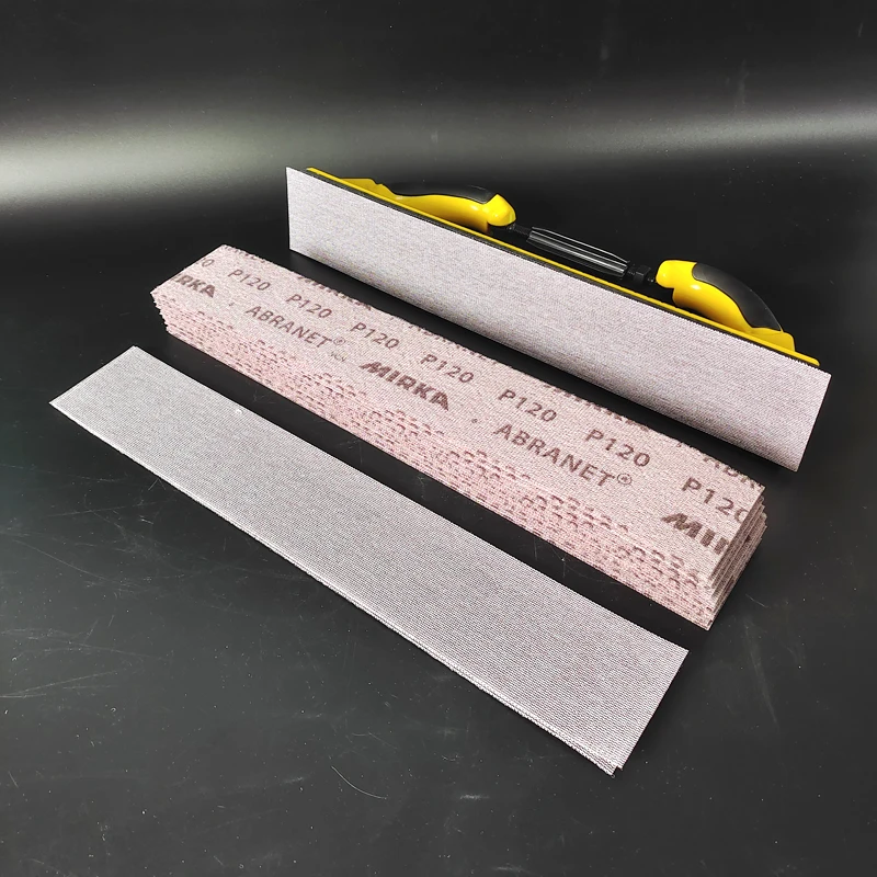 5 PCS Mirka Originally produced in Finland 70/420mm Rectangular Dry Mesh Sand Car Putty Polishing Sander Sandpaper Wall working