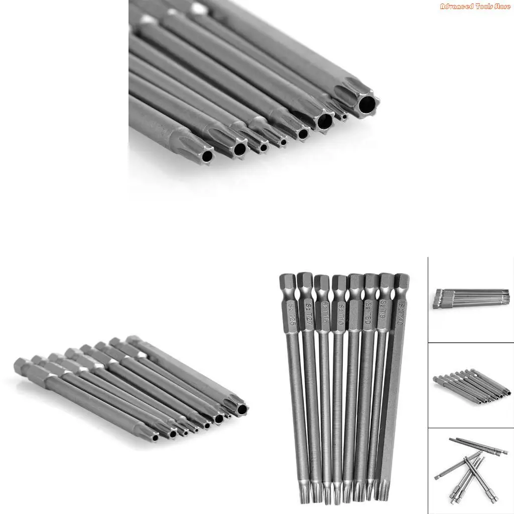 

8Pcs/Set T8-T40 100mm Torx Screwdriver Bits 1/4" Shank W91B