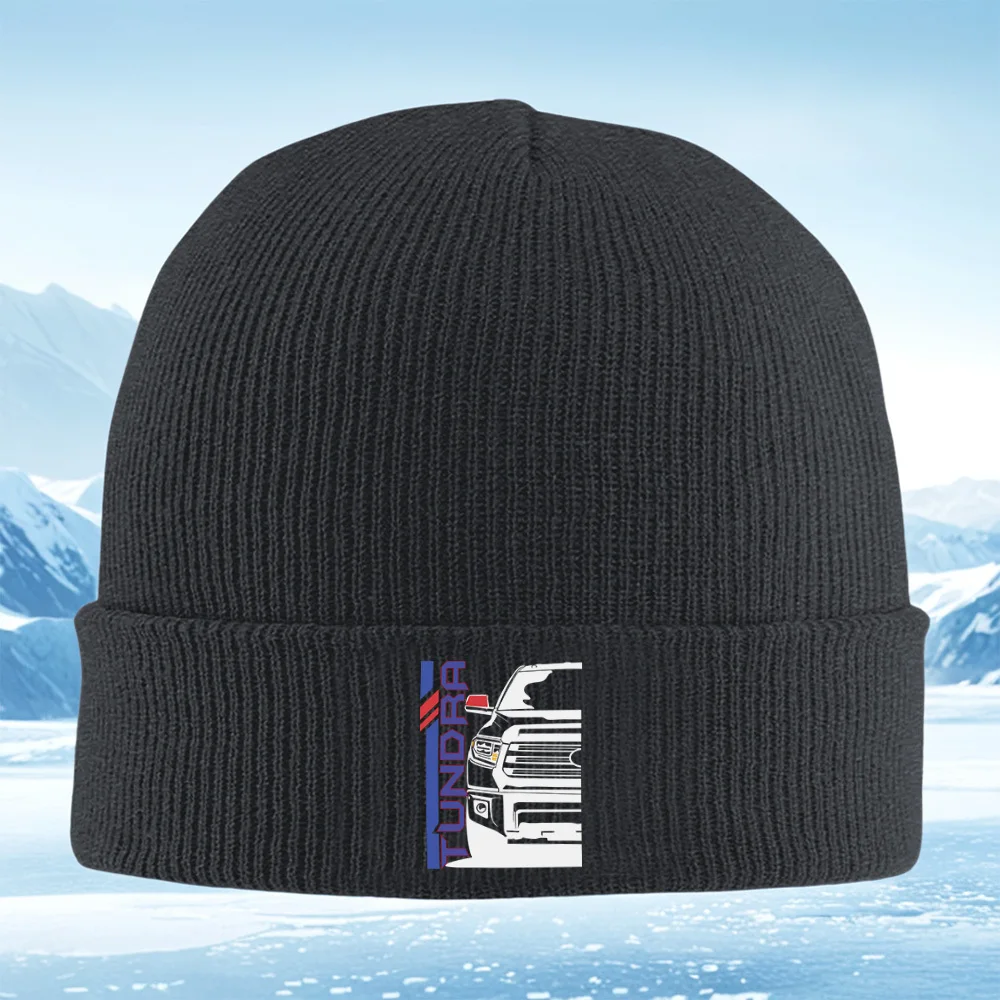 

Tundra грузовик дизайн спереди черный, белый цвет для мужчин и женщин унисекс вязаная шапка шапка пуловер зимняя теплая теплая рождественская уличная шапка