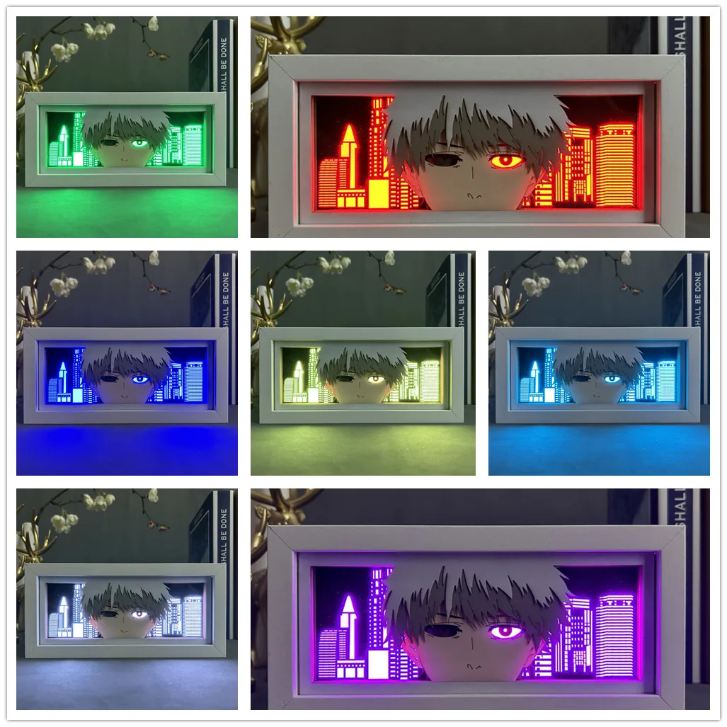 Anime Light Box Tokyo Ghoul Ken Kaneki Paper Carving 3D Anime Lamp LED Light Kaneki Ken Action Anime Figure for Bedroom Decor