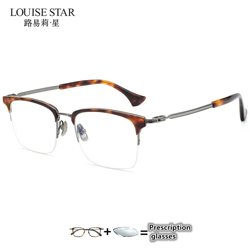 Classic large frame pure titanium optical glasses frame prescription glasses for myopia, non spherical resin lenses CR-39