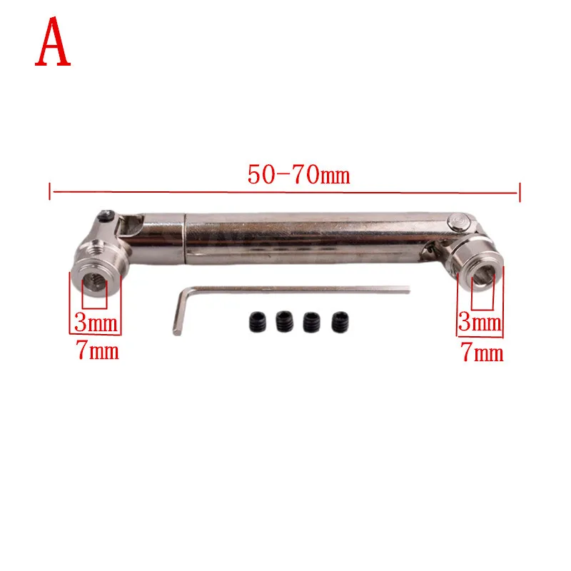 2pcs RC Car Steel Universal Driven Dogbone 50-70mm 60-85mm 75-115mm Drive Shaft Joint 3*3 4*3 4*4mm For 1/24 Remote Control Car