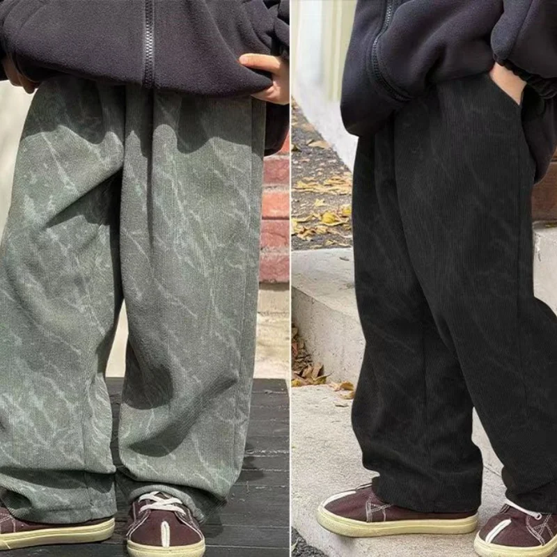 

Boy's Flannel Pants for Kids and Teens Boy's Casual Pants 2026 New Loose Fit Straight Leg Joggers for Children